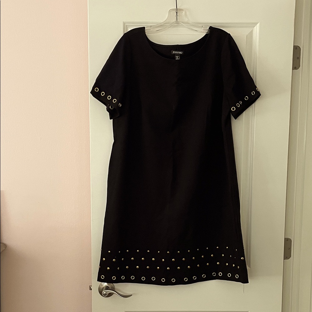 Primark Black Mini Dress with Gold Details
